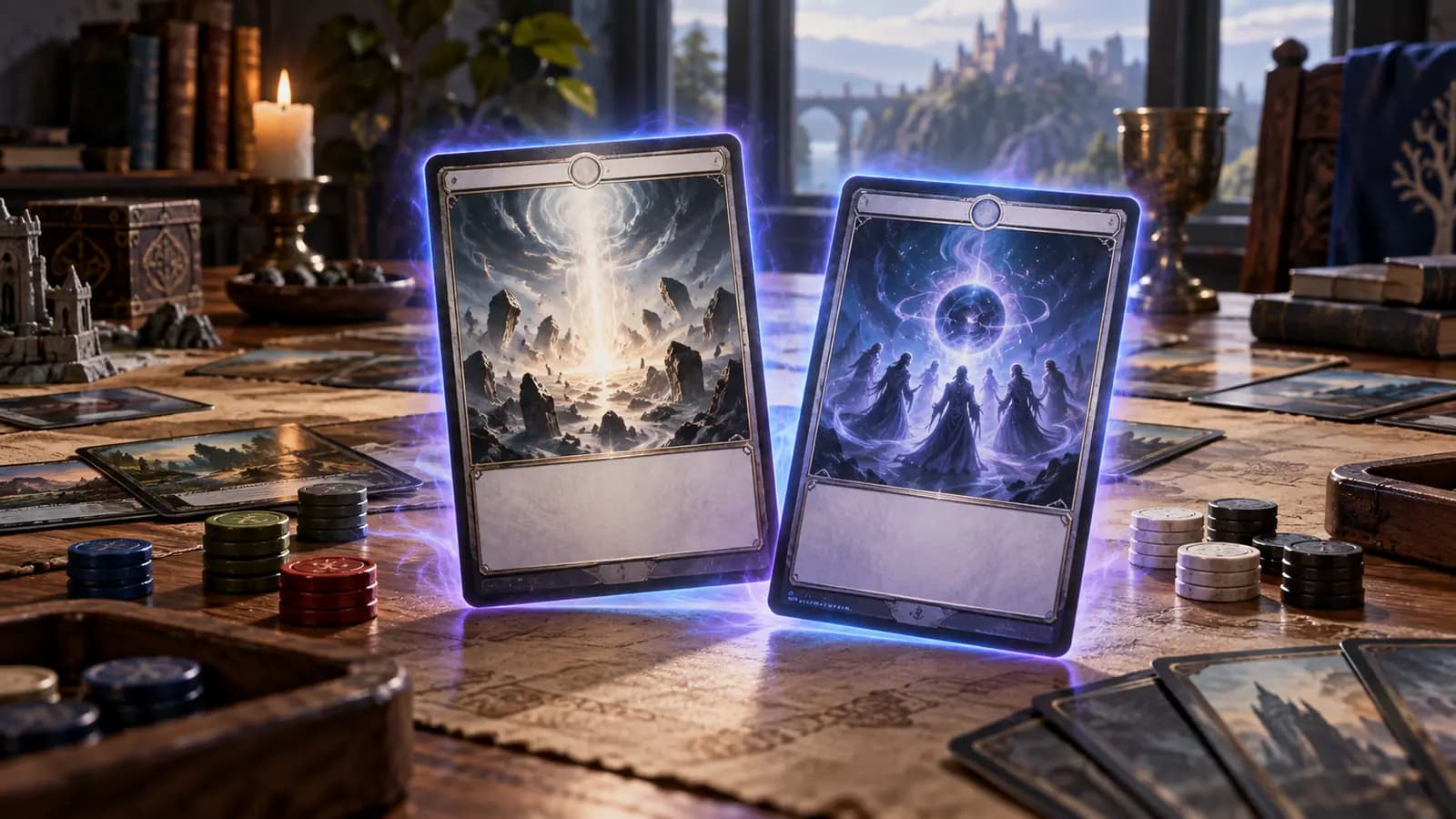 Two high-impact Commander cards causing a board reset and life-total shift